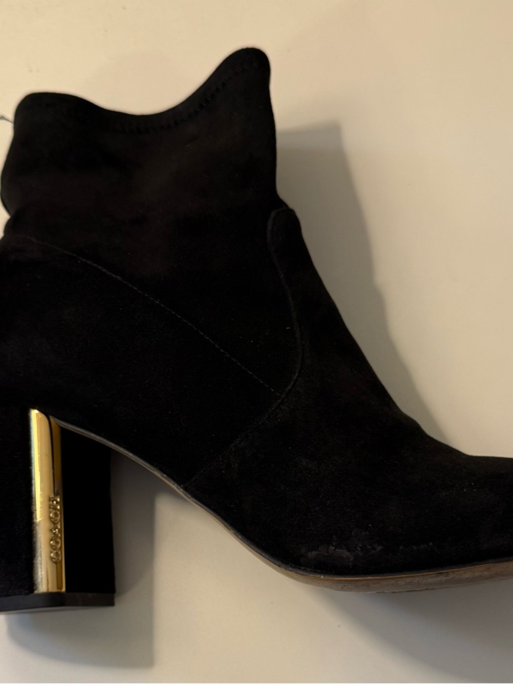 Coach Margot Suede Black Heeled Bootie, size 10. Sock Boot Bootie - Picture 6 of 9